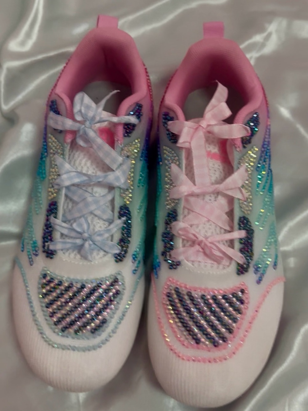 Girls Pink Multicolor Gemstone Sneaker Trainers